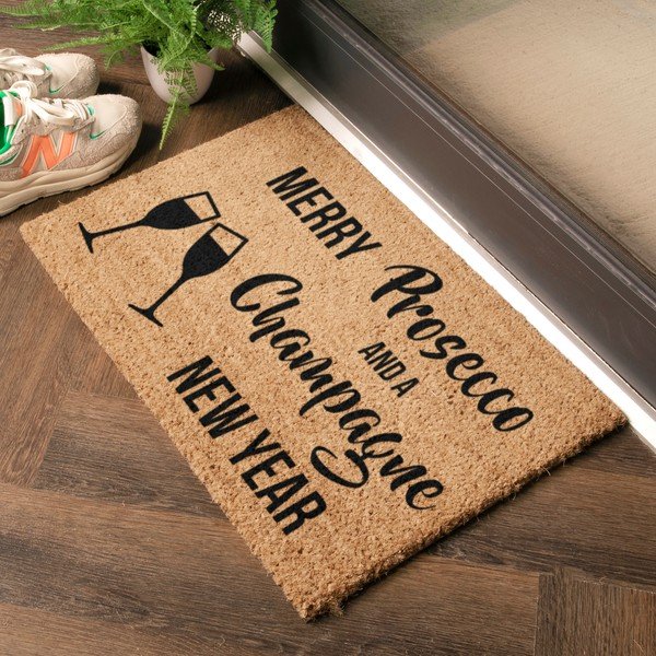 Zerbino in cocco con motivo natalizio 40x60 cm Champagne New Year - Artsy Doormats-image-1