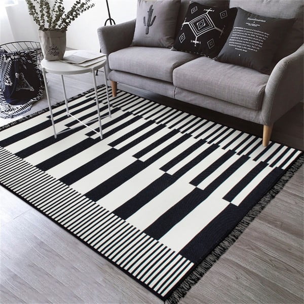 Tappeto bifacciale bianco e nero Klotho, 120 x 180 cm - Cihan Bilisim Tekstil-image-3