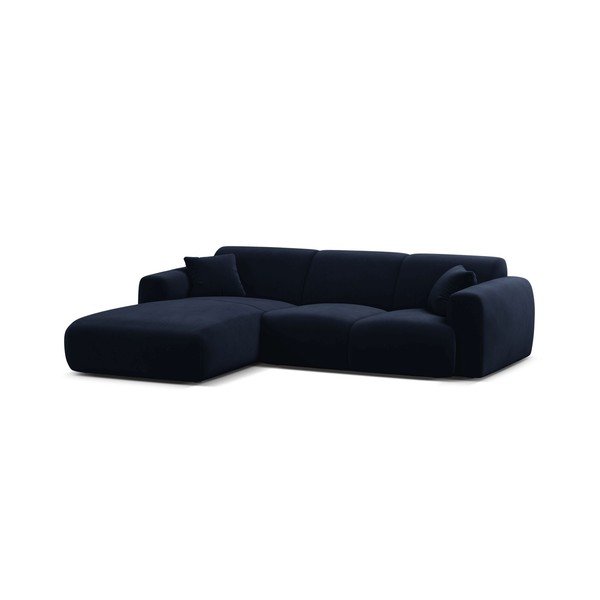 Divano angolare blu scuro (con penisola a sinistra/con chaise lounge) con rivestimento in velluto Molino – Micadoni 