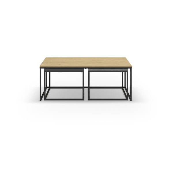 set di 3 tavolini in colore grigio-naturale 60x110 cm Camelia - Marckeric-image-2