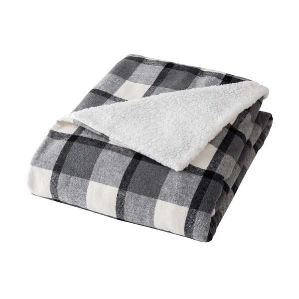 Coperta grigia in sherpa 125x150 cm Ecossais – douceur d'intérieur