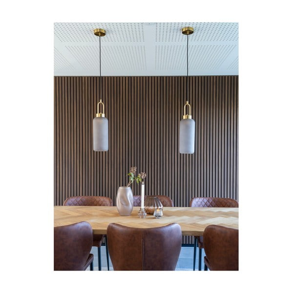 Lampadario dorato con paralume in vetro ø 13 cm Luton – House Nordic-image-1