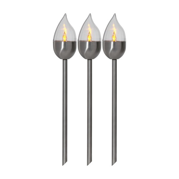 Illuminazioni esterne in set LED con alimentazione a pannelli solari con picchetto 3 pz (altezza totale 40 cm) Olympus – Star Trading