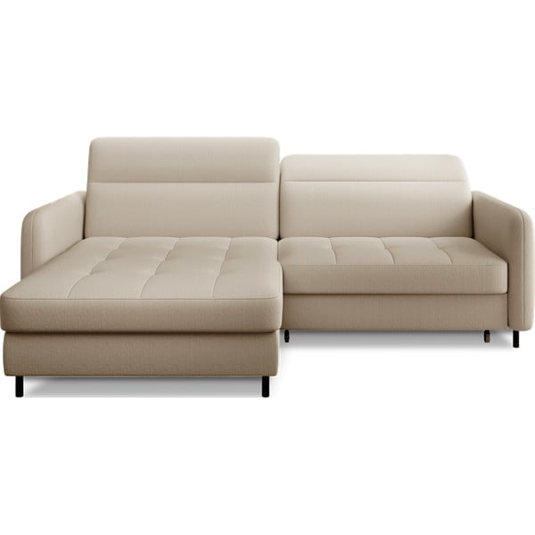 Divano angolare beige allungabile/con contenitore (con penisola a sinistra/con chaise lounge) e rivestimento in velluto Gomsi – ELTAP