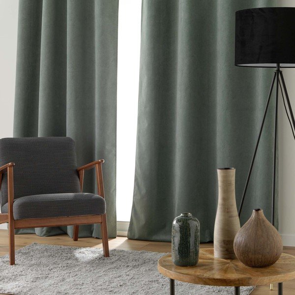 Tenda color kaki in velluto 140x260 cm Olympe – douceur d'intérieur-image-2