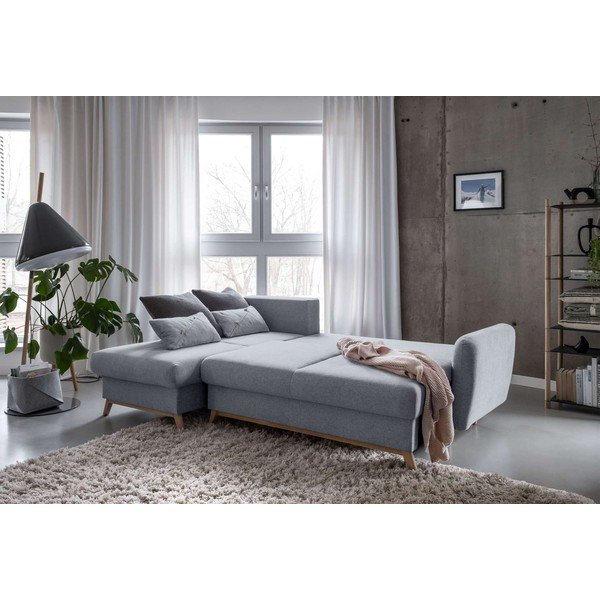 Divano letto angolare grigio chiaro, angolo sinistro Scandic Lagom - Miuform-image-4
