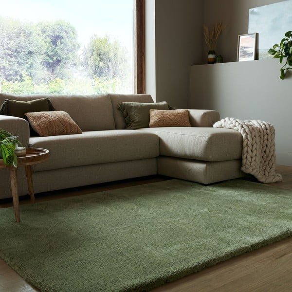 Tappeto in pelliccia sintetica verde scuro 160x230 cm Faroe Wool Look Fur - Flair Rugs-image-1
