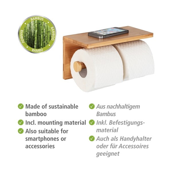 Porta carta igienica a parete in bambù Bambusa - Wenko-image-4