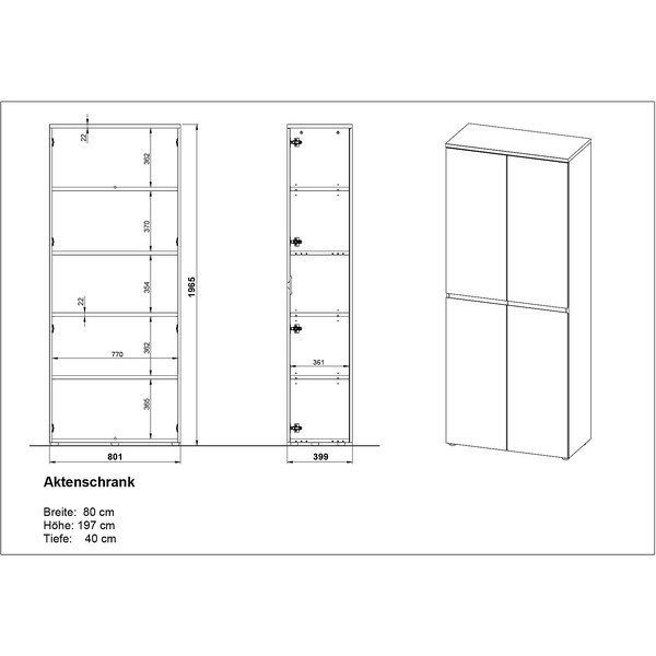 Credenza color crema opaca 80x197x40 cm Lissabon – Germania-image-4
