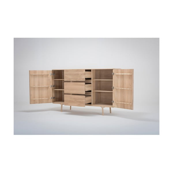 Cassettiera in rovere massiccio con 3 cassetti, larghezza 180 cm Fawn - Gazzda-image-4