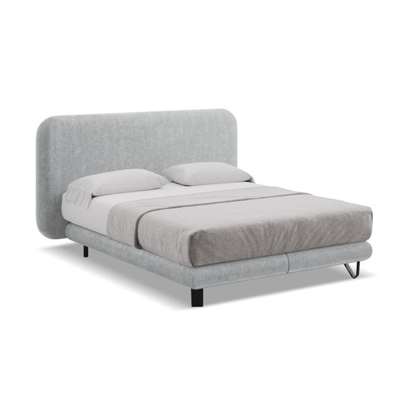 Letto boxspring grigio chiaro 160x200 cm Ilima - Makamii-image-1