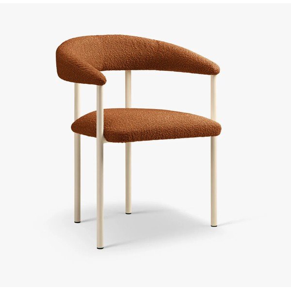 Sedia da pranzo arancione/color crema imbottito con braccioli Lea – Micadoni 