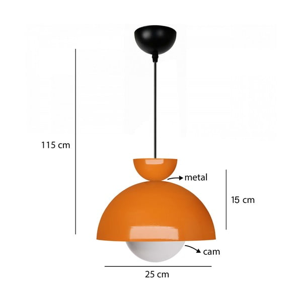 Lampadario arancione con paralume in metallo ø 25 cm Arta – Opviq lights-image-2