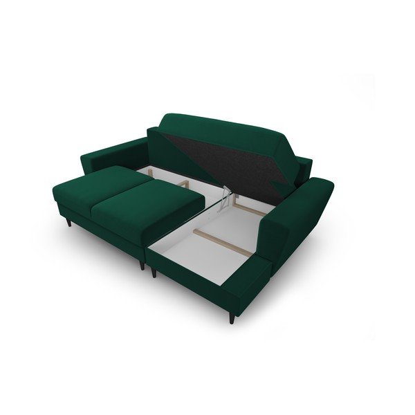 Divano angolare verde allungabile e con contenitore (con penisola a destra/con chaise lounge) con rivestimento in velluto Kyoto – Cosmopolitan Design-image-3