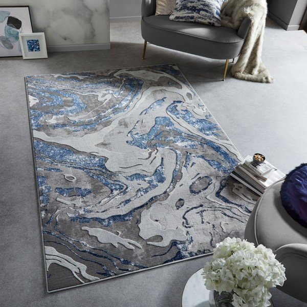 Tappeto blu/grigio 80x150 cm Marbled - Flair Rugs-image-1