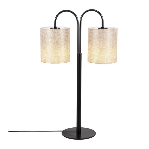 Lampada da tavolo in metallo nero con paralume crema Opviq luci Sifi - Opviq lights-image-3