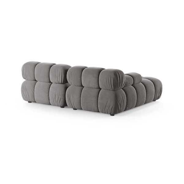Divano angolare componibile grigio chiaro (con penisola a sinistra/con chaise lounge) con rivestimento in velluto – Micadoni -image-2