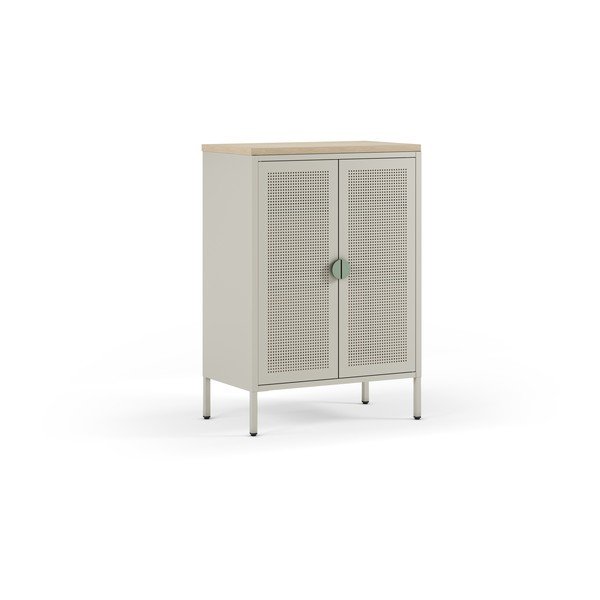 Armadietto color crema/di colore naturale in metallo 70x100x40 cm Sayla – Marckeric