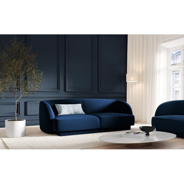 Divano in velluto blu 184 cm Miley - Micadoni Home-image-1