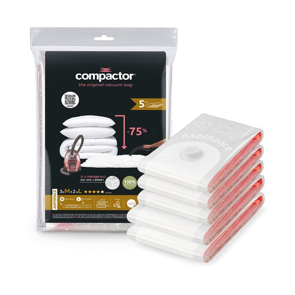 Sacchetti per il vuoto in set da 5 pezzi Aspispace M/L - Compactor