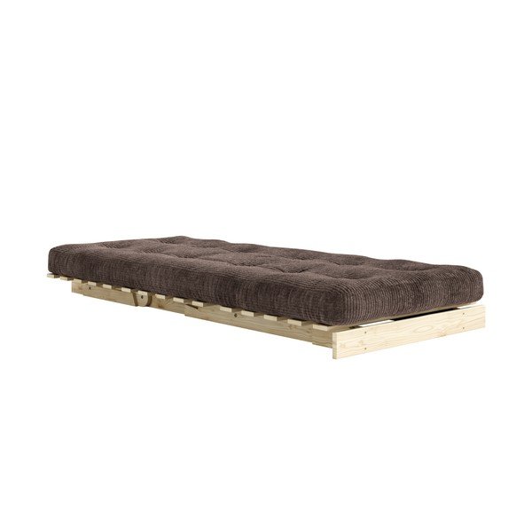 Poltrona stile futon marrone scuro allungabile con rivestimento in velluto a coste Roots – Karup-image-1
