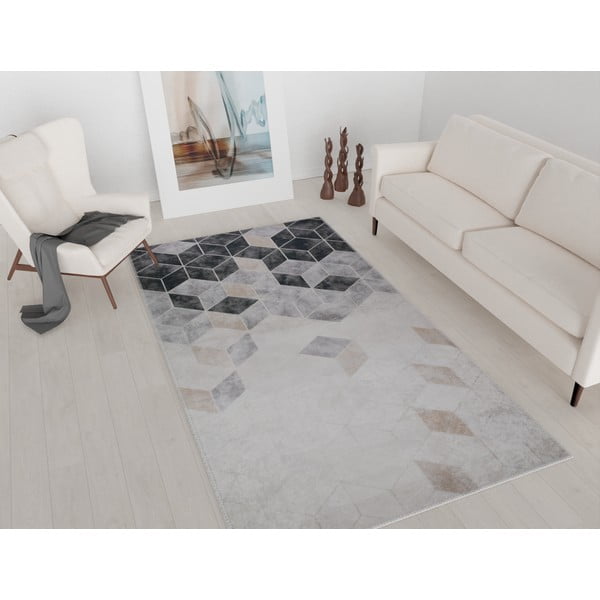 Tappeto lavabile grigio e crema 180x120 cm - Vitaus-image-1