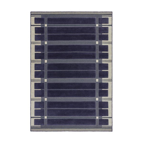 Tappeto blu scuro/beige in lana tessuto a mano 120x170 cm – Asiatic Carpets