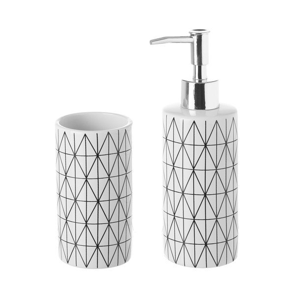Set di tazze e dispenser di sapone in ceramica Unimasa Geometry Sense - Casa Selección