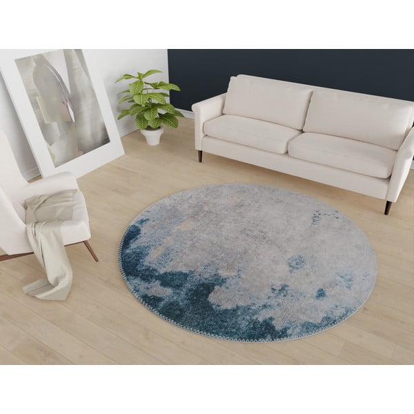 Tappeto rotondo lavabile blu-grigio ø 120 cm - Vitaus-image-1