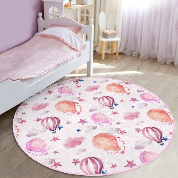 Tappeto rosa per bambini ø 120 cm Comfort - Mila Home-image-1