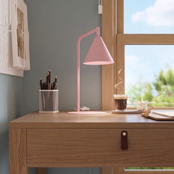 Lampada da tavolo rosa in acciaio con struttura flessibile (altezza totale 35 cm) Zylo – Sollux-image-1