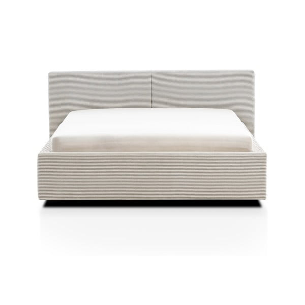 Letto matrimoniale imbottito beige con contenitore con rete inclusa 140x200 cm Cube – Meise Möbel-image-3
