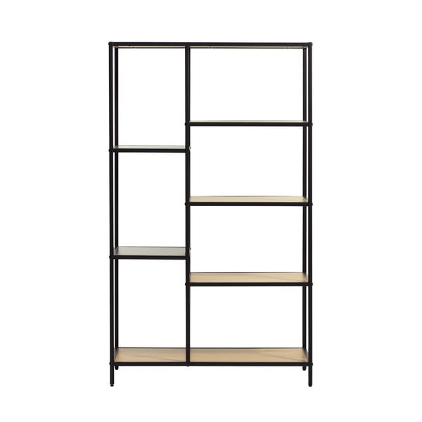 Libreria nera/di colore naturale effetto rovere 80x146x35 cm Altino – Unique Furniture