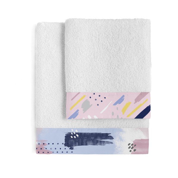 Set di 2 asciugamani in cotone Tempera - Blanc