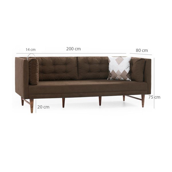 Divano a tre posti marrone Eva - Balcab Home-image-1