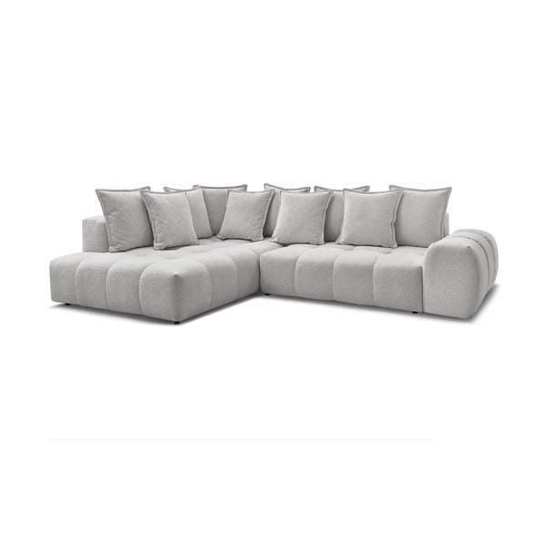 Divano angolare grigio chiaro allungabile e con contenitore (penisola a sinistra/a L) con rivestimento in ciniglia Everest – Bobochic Paris-image-3
