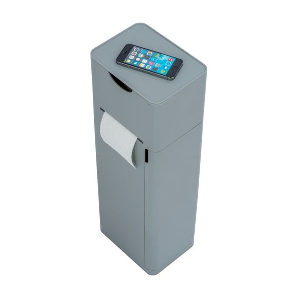 Porta carta igienica grigio con scopino Imon - Wenko-image-4