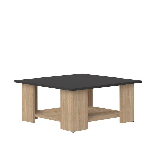 Tavolino in rovere con piano nero 67x67 cm Square - TemaHome-image-2