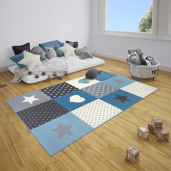 Tappeto blu per bambini 150x80 cm Pretty Patchwork - Hanse Home-image-1