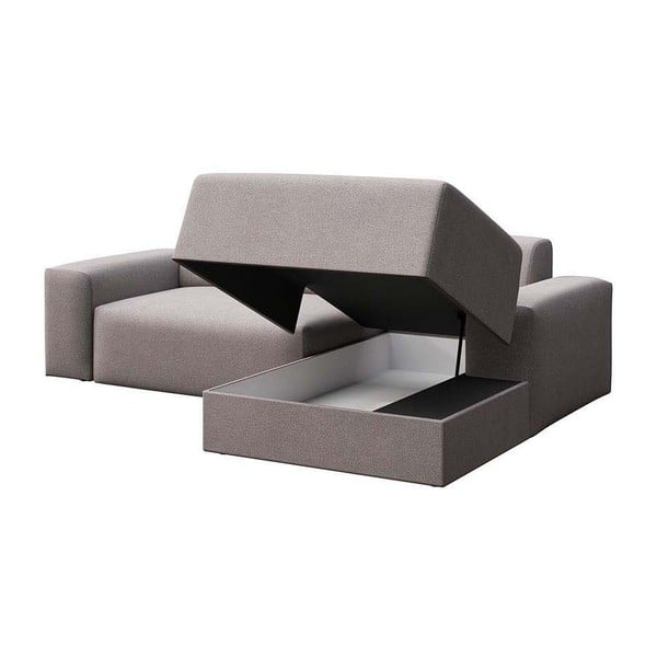 Divano angolare grigio allungabile e con contenitore (con penisola a destra e chaise lounge) rivestito in velluto Villet – Rodier-image-3