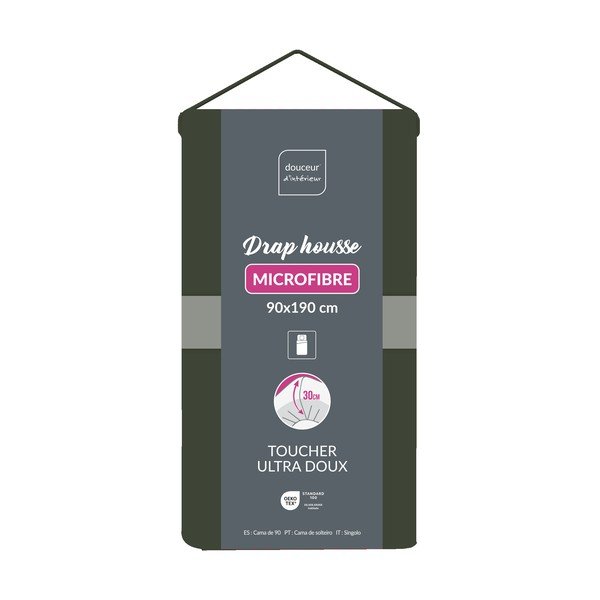 Lenzuolo con angoli color kaki in microfibra 90x190 cm Oscar – douceur d'intérieur-image-1