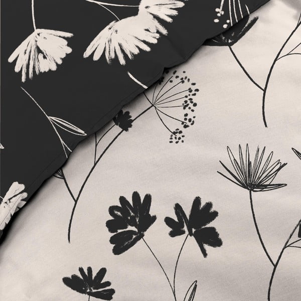 Biancheria da letto nera/beige in percalle di cotone per letto matrimoniale/per letto prolungato 240x220 cm Iris – douceur d'intérieur-image-3