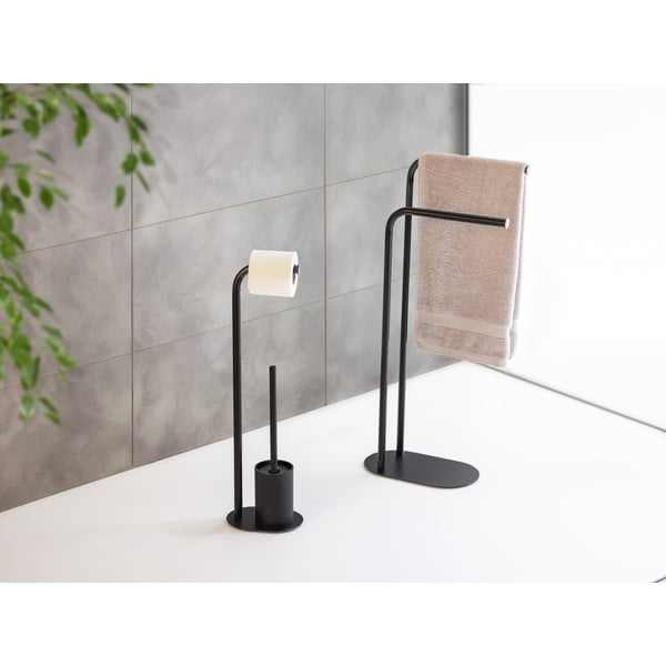 Stand portasciugamani nero in acciaio Levante – Wenko-image-3