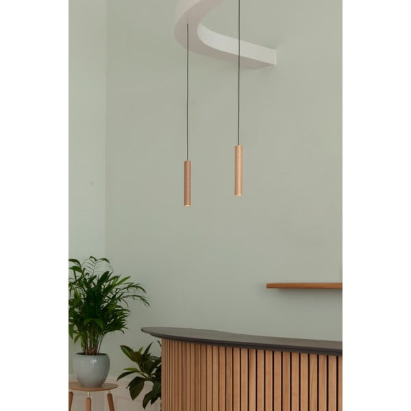 Lampada a sospensione a LED con paralume in legno ø 3 cm Chimes - UMAGE-image-1