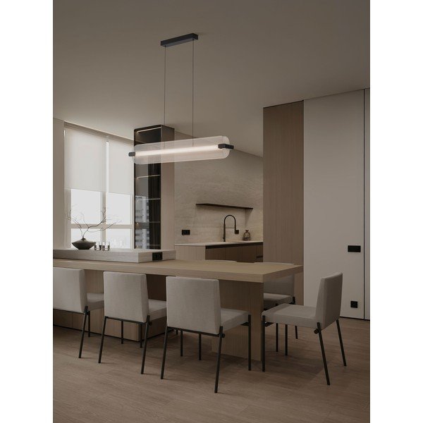 Lampadario LED nero opaco in vetro con intensità regolabile Emery – Nova Luce-image-1