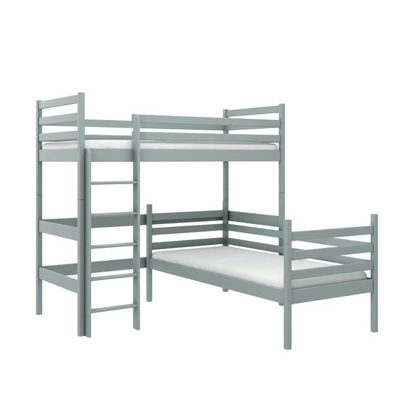 Letto a castello grigio in legno di pino 80x180 cm Double - Lano Meble