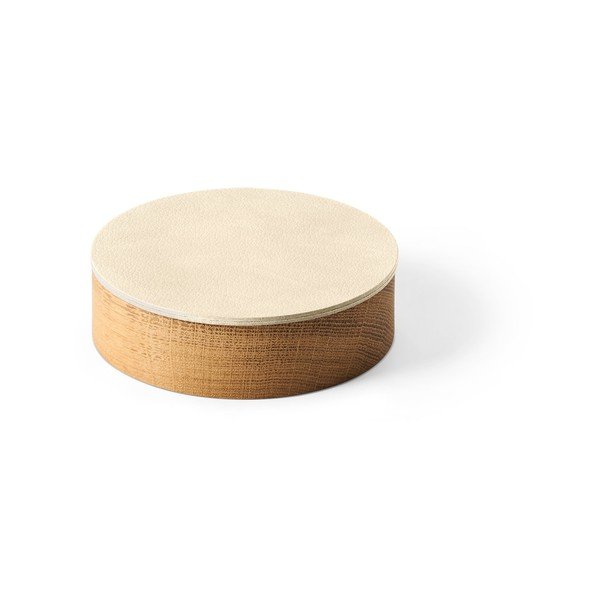 Scatola decorativa con coperchio color crema/di colore naturale in legno ed eco pelle ø 11x3,5 cm Circle Nupo – LIND DNA