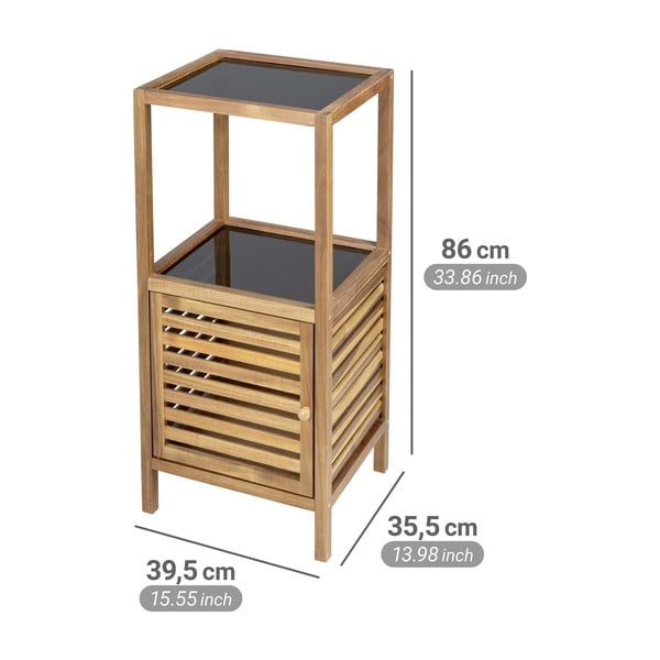 Mobile per bagno nero/di colore naturale in acacia massiccia basso/stretto 39,5x86 cm Fondi – Wenko-image-4