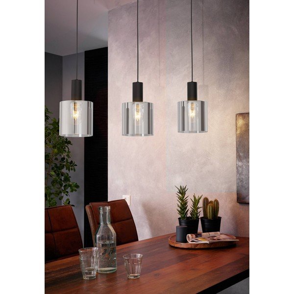 Lampadario nero con paralume in vetro GOROSIBA – EGLO-image-1