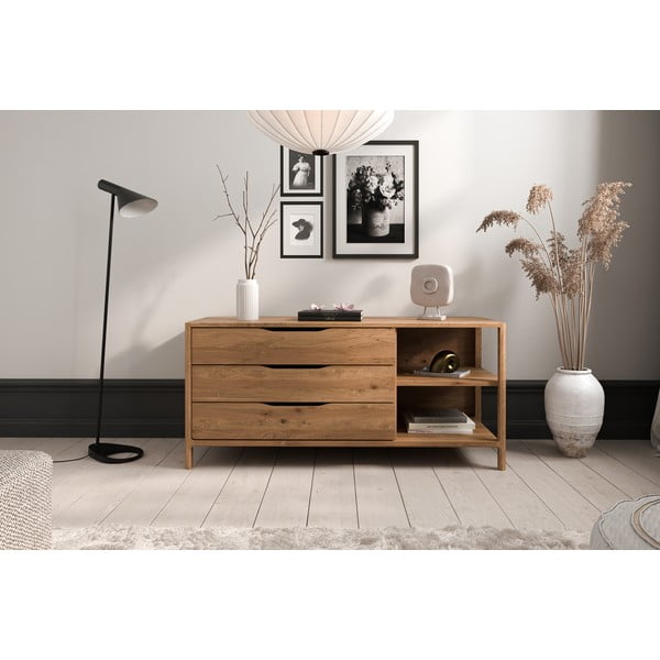 Cassettiera bassa in legno di quercia in colore naturale 140x64 cm Twig - The Beds-image-1